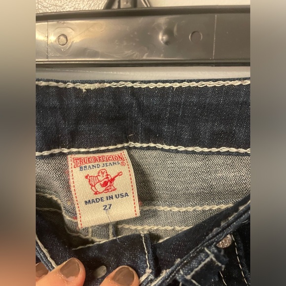 TRUE RELIGION WOMENS WORLD TOUR BECKY BOOTLEG JEANS W/ CRYSTAL BUTTONS SIZE 27 - Picture 14 of 16